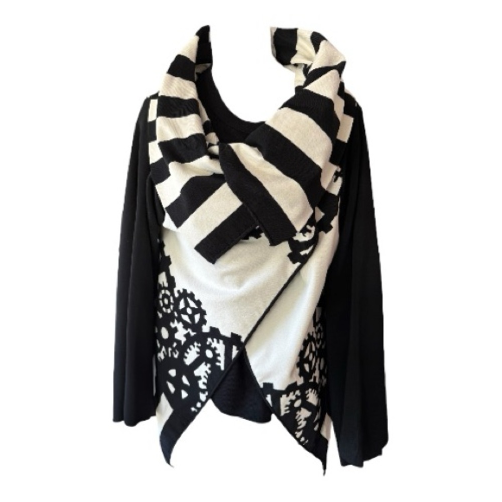 JC de CASTELBAJAC black & white jacket with black sleeves, S